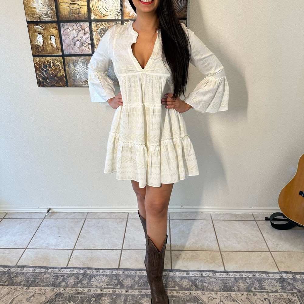 Elan White and Silver Patterned Dress